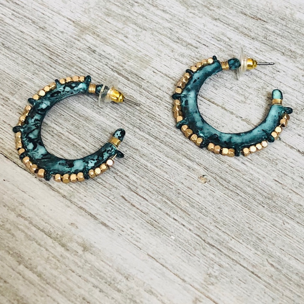 Hand Done Patina Hoop Earrings